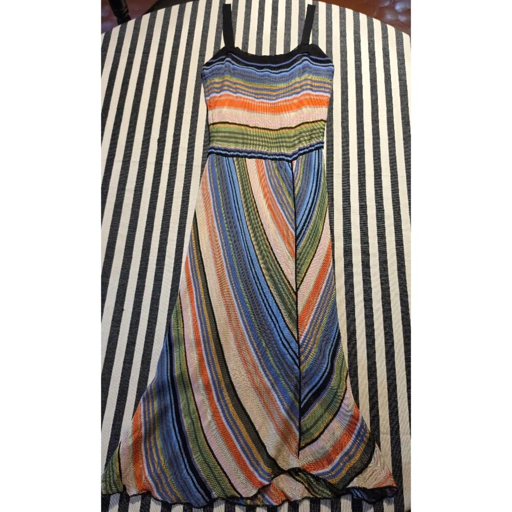 Missoni Striped Dress, vibrant multi-colored crochet-knit design with stripes S